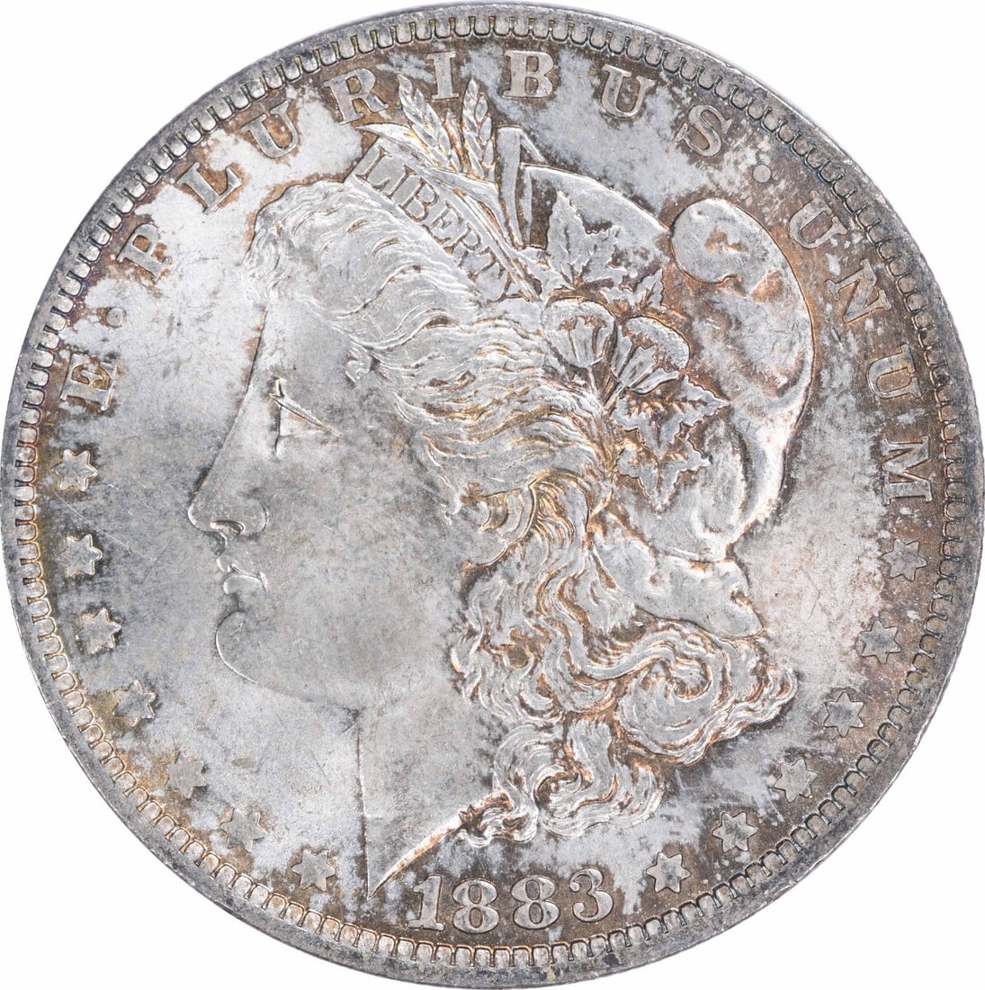 Uncirculated 1883-O Morgan Dollar Silver Choice BU Toned Example: Uncirculated 1883-O Morgan Dollar Silver Choice BU Toned Example This 1883-O Morgan Silver Dollar is a Choice Brilliant Uncirculated example featuring attractive toning. Minted in New Orleans, it is c
