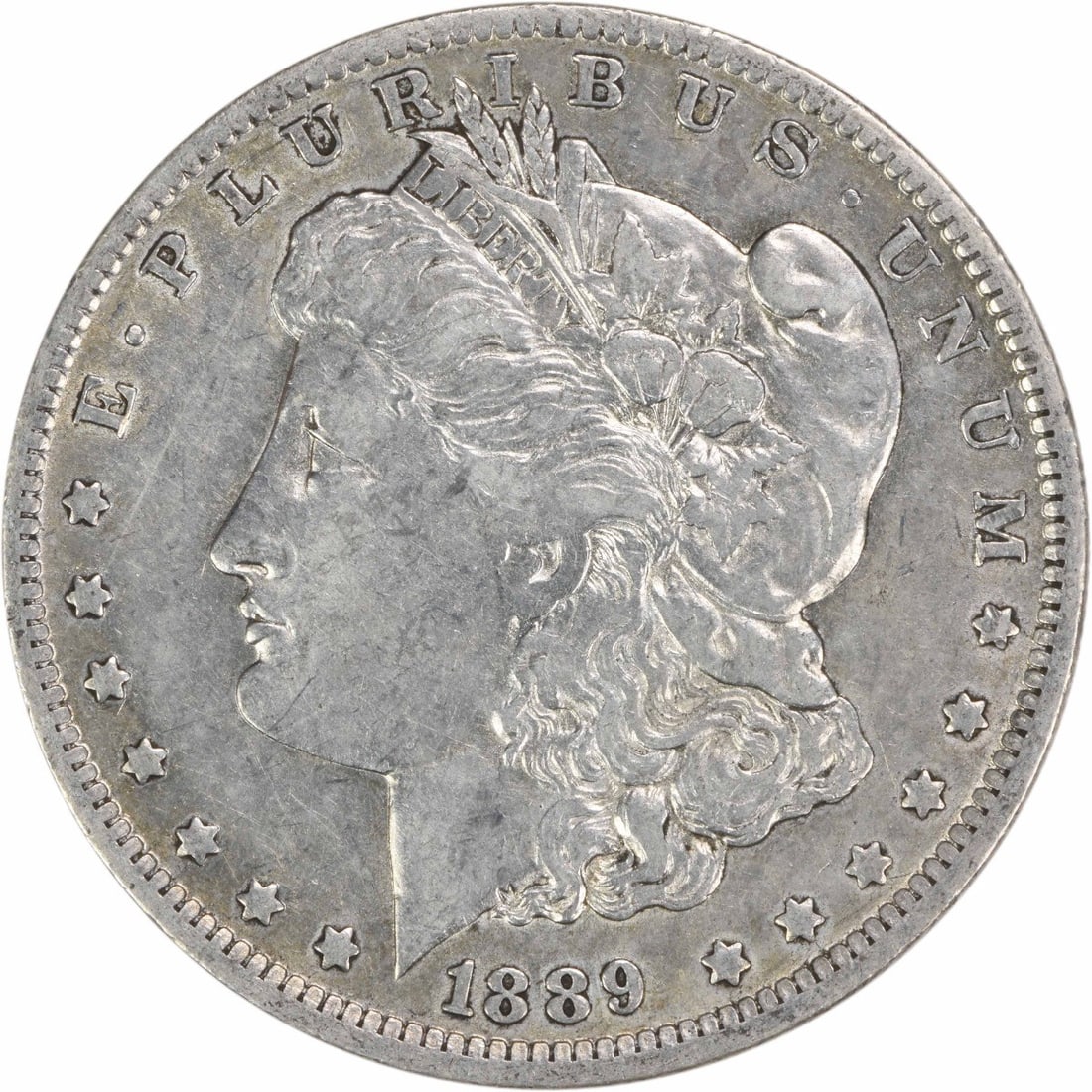 Morgan Dollar 1889 New Orleans Mint 90% Silver EF Grade Uncertified: Morgan Dollar 1889 New Orleans Mint 90% Silver EF Grade Uncertified This 1889-O Morgan Silver Dollar is a circulated coin from the United States, minted in New Orleans. Composed of 90% silver and 10%
