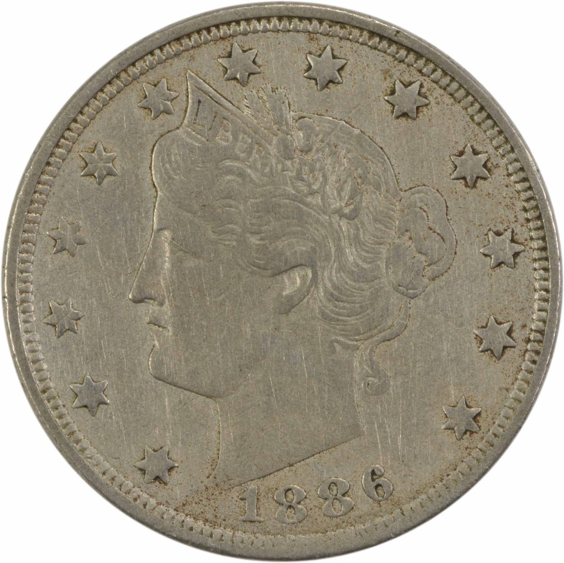 1886 Liberty Nickel XF Charles E Barber 5C Uncertified Coin (1 of 2)