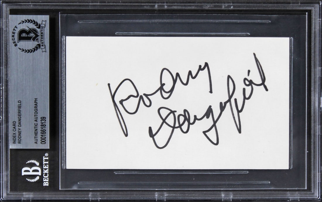 Rodney Dangerfield Caddyshack Signed 3x5 Index Card Beckett Authenticated: Rodney Dangerfield Caddyshack Signed 3x5 Index Card Beckett Authenticated This authentic 3x5 index card features the signature of the legendary comedian Rodney Dangerfield, known for his iconic role i