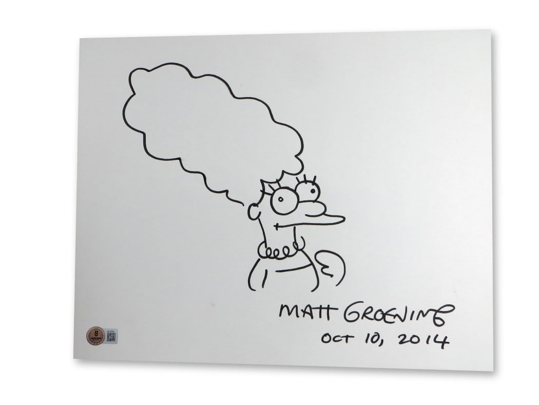 Matt Groening Autographed 11x14 The Simpsons Sketch Beckett Authenticated (1 of 3)
