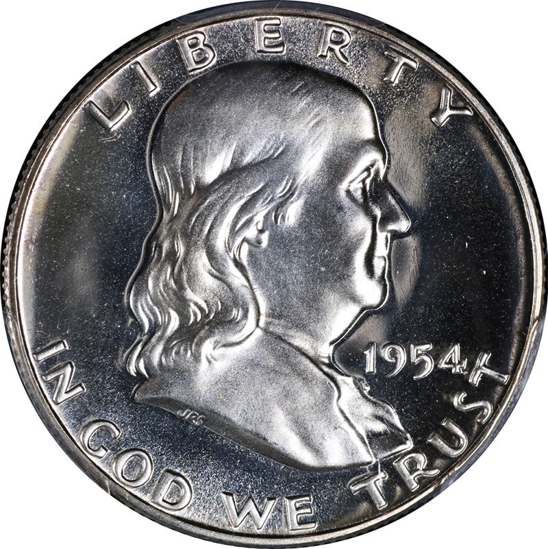 1954 Franklin Half Dollar Proof PCGS PR67 CAM Blazing White Gem: 1954 Franklin Half Dollar Proof PCGS PR67 CAM Blazing White Gem This remarkable 1954 Franklin Half Dollar Proof is certified by PCGS with a grade of PR67 CAM. It features a stunning original appearanc