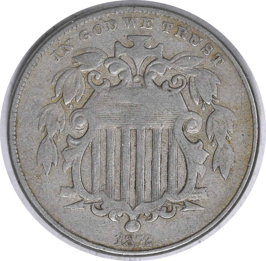 1872 Shield Nickel DDO FS-101 James Barton Longacre Uncertified: 1872 Shield Nickel DDO FS-101 James Barton Longacre Uncertified This 1872 Shield Nickel is a notable piece featuring the DDO FS-101 variety, graded as AU (Almost Uncirculated). Minted in Philadelphia,