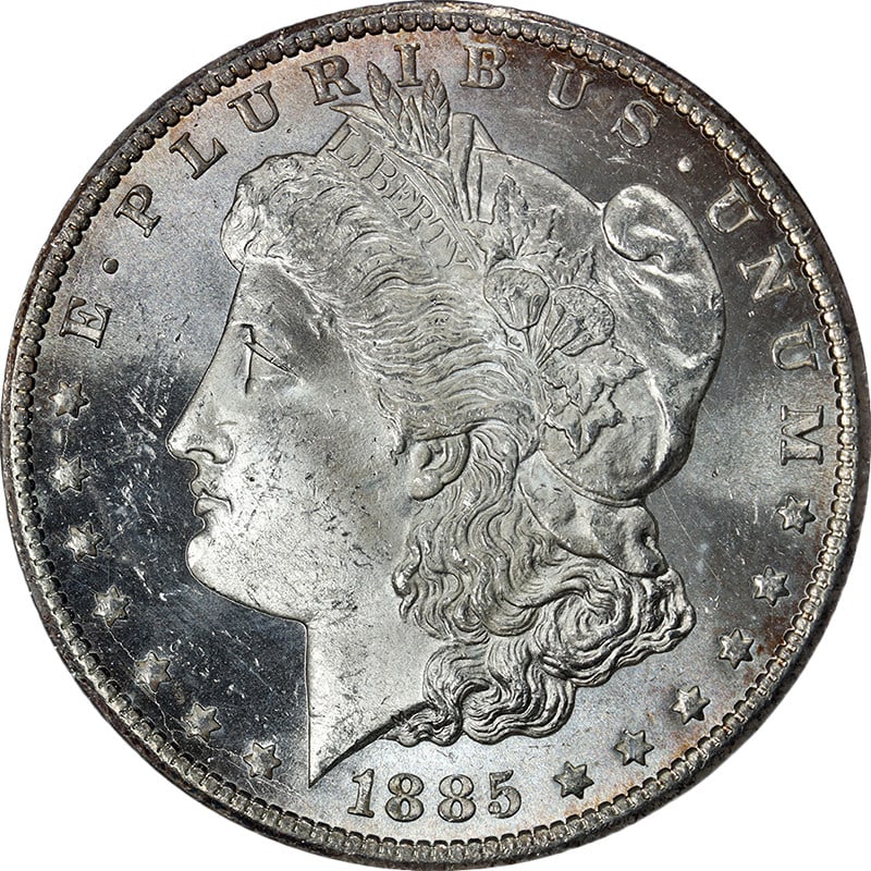 NGC MS64 PL 1885 Carson City Morgan Dollar Silver Coin: NGC MS64 PL 1885 Carson City Morgan Dollar Silver Coin This original 1885-CC Morgan Silver Dollar is certified by NGC with a grade of MS64 PL. The coin features great eye appeal, fantastic luster, and
