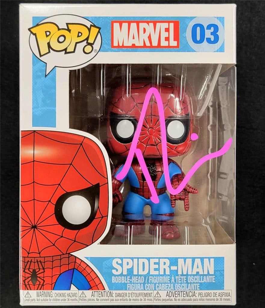 Signed Marvel Spider-Man Funko Pop 3 with Tobey Maguire Autograph Beckett Authenticated: Signed Marvel Spider-Man Funko Pop 3 with Tobey Maguire Autograph Beckett Authenticated This is an original Marvel Spider-Man Funko Pop #3 figure autographed by Tobey Maguire. The autograph has been a