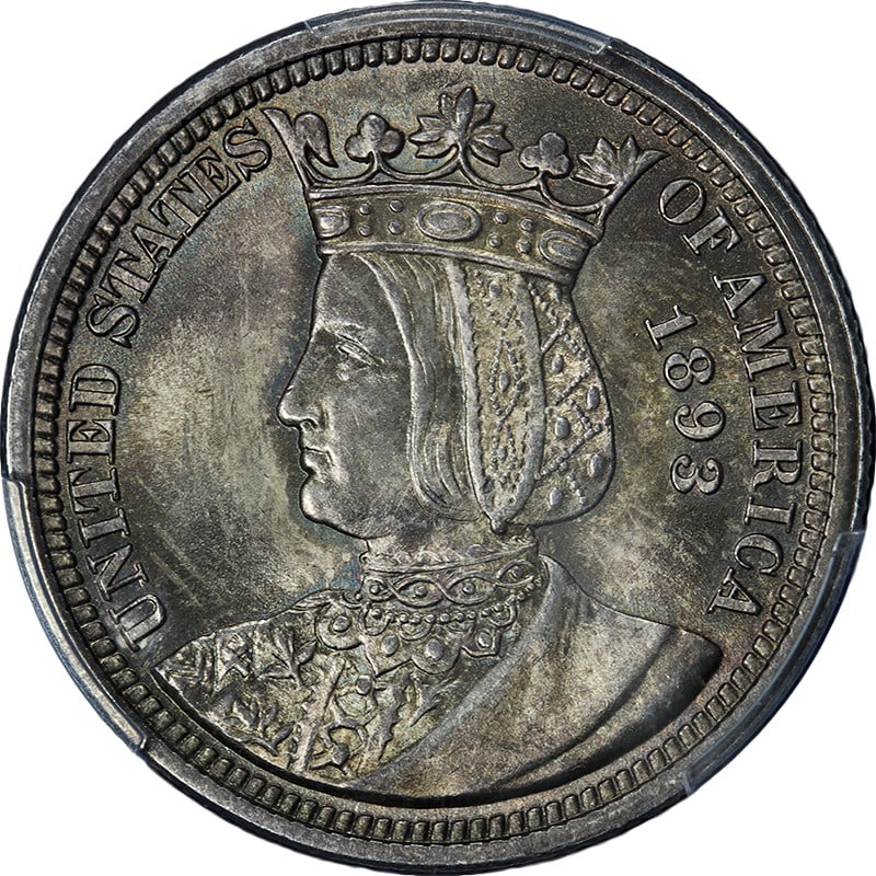 PCGS MS64 CAC 1893 Isabella Silver Quarter with Exceptional Luster: PCGS MS64 CAC 1893 Isabella Silver Quarter with Exceptional Luster This 1893 Isabella Commemorative Quarter is certified by PCGS with a grade of MS64 and features a CAC sticker, highlighting its quali