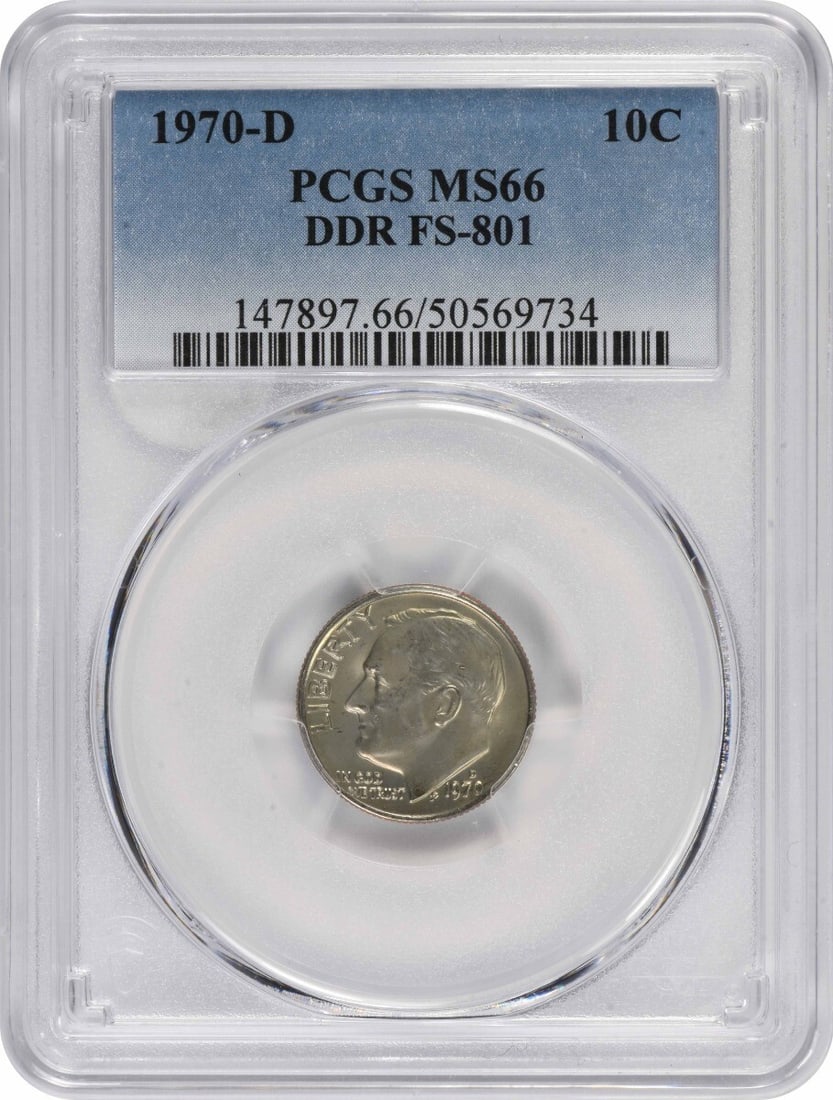 1970-D Roosevelt Dime MS66 PCGS Certified Denver Coin: 1970-D Roosevelt Dime MS66 PCGS Certified Denver Coin This 1970-D Roosevelt Dime is a remarkable example of numismatic excellence, certified by PCGS with a grade of MS66. Struck at the Denver Mint, th