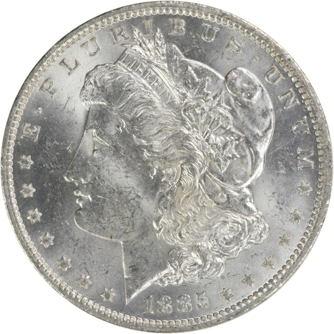 1885-O Morgan Silver Dollar Uncertified Brilliant Uncirculated Coin: 1885-O Morgan Silver Dollar Uncertified Brilliant Uncirculated Coin This 1885-O Morgan Silver Dollar is a stunning example of historical currency from the United States. Featuring a beautiful uncircul