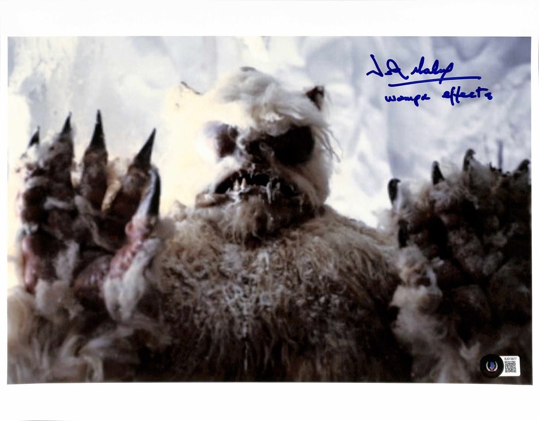11x14 Star Wars Wampa Effects Photo Signed by Nick Maley Beckett Authenticated: 11x14 Star Wars Wampa Effects Photo Signed by Nick Maley Beckett Authenticated This is an original 11x14 photograph signed by Nick Maley, the special effects artist known for his work on Star Wars and
