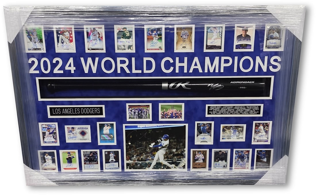 2024 Dodgers Signed Collage Ohtani Betts Kershaw 24 Autographs: 2024 Dodgers Signed Collage Ohtani Betts Kershaw 24 Autographs This unique 2024 World Series collage features a total of 24 signatures from key players of the Los Angeles Dodgers, including an extreme