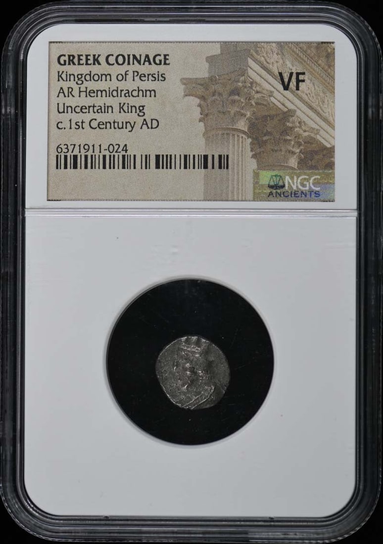 Persis Kingdom Ancient Greek AR Hemidrachm Coin NGC VF20: Persis Kingdom Ancient Greek AR Hemidrachm Coin NGC VF20 This ancient Greek coin features a Hemidrachm from the Kingdom of Persis, certified by NGC with a grade of VF20. It represents a significant pi