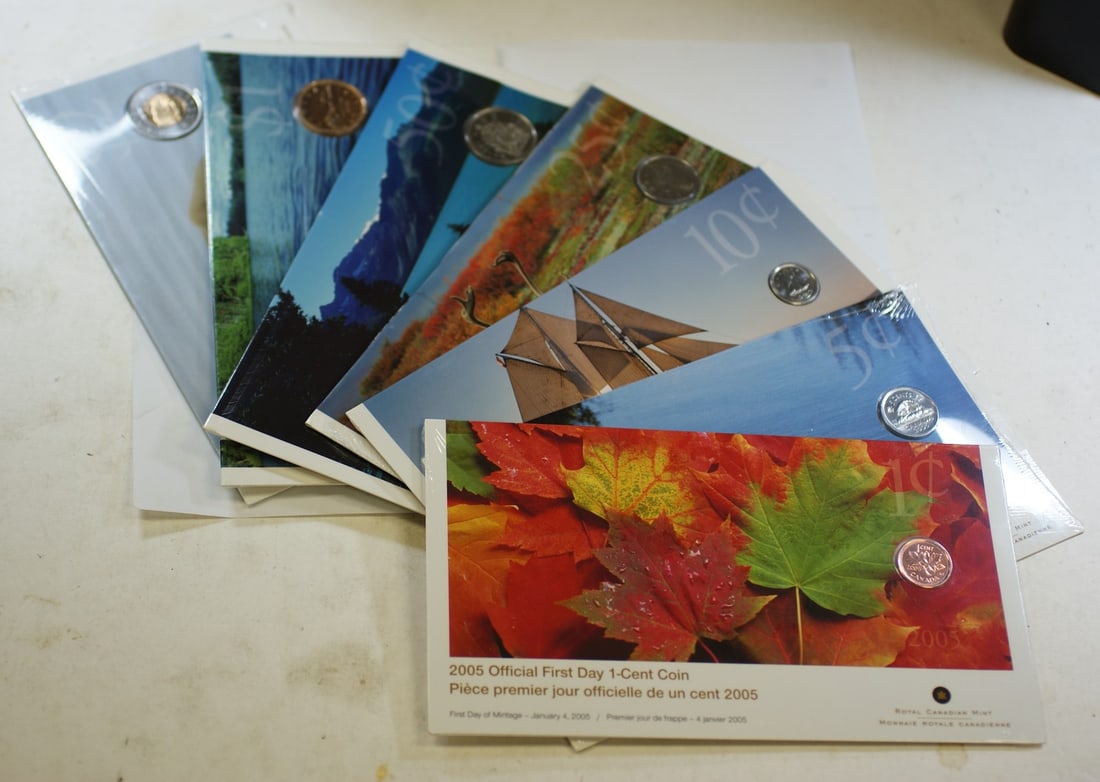 Complete 2005 Canadian First Day Coin Set 1 Cent to 2 Dollar Uncirculated (1 of 6)