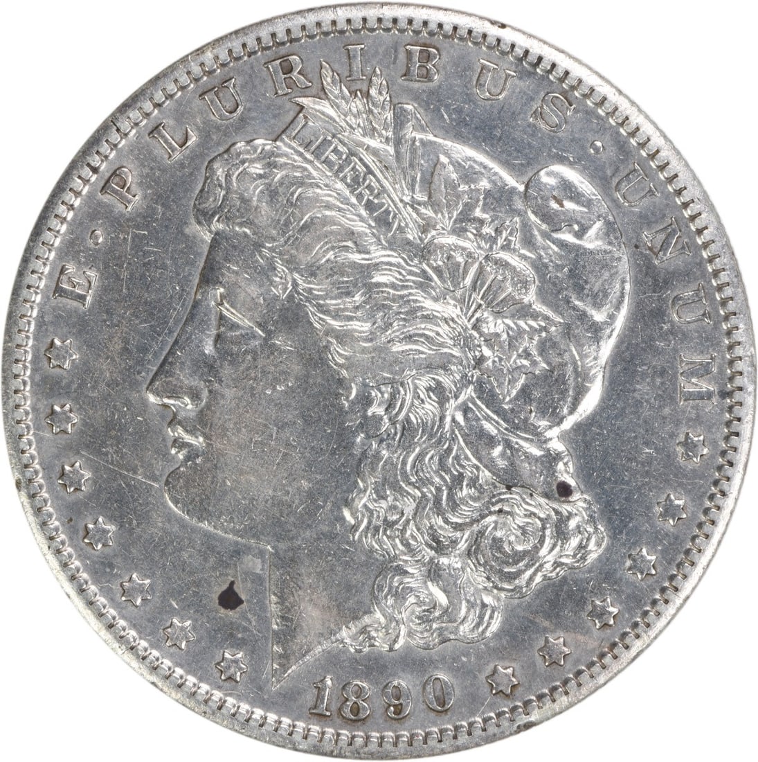 1890-S Morgan Silver Dollar EF Uncertified San Francisco Mint: 1890-S Morgan Silver Dollar EF Uncertified San Francisco Mint This 1890-S Morgan Silver Dollar is a beautiful example of American coinage, featuring a design by George T. Morgan. The coin is composed
