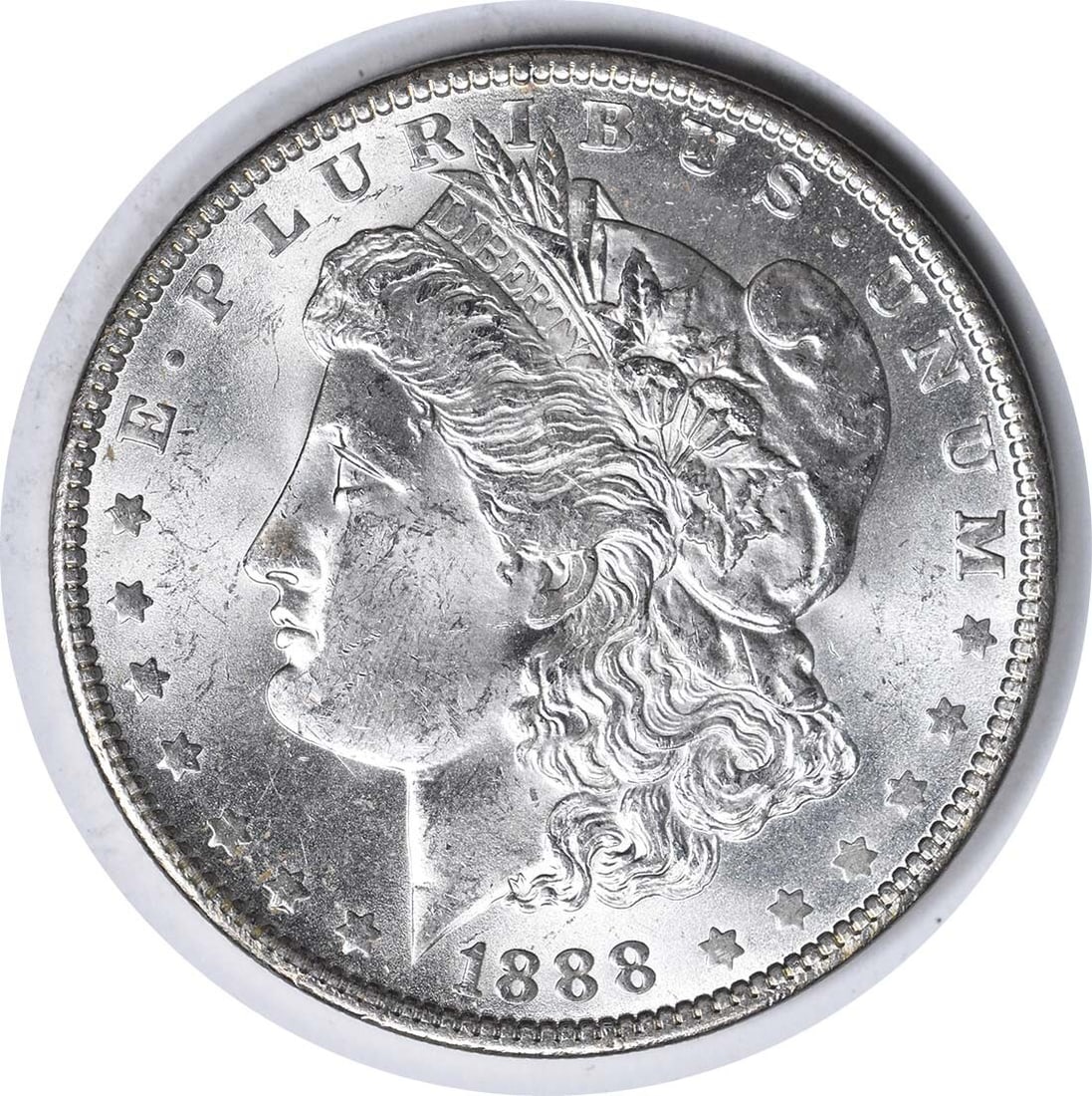 1888-O VAM 9 Morgan Silver Dollar Doubled Arrows Choice BU Uncertified: 1888-O VAM 9 Morgan Silver Dollar Doubled Arrows Choice BU Uncertified This 1888-O VAM 9 Morgan Silver Dollar features doubled arrows, showcasing its unique minting characteristics. The coin is in Cho