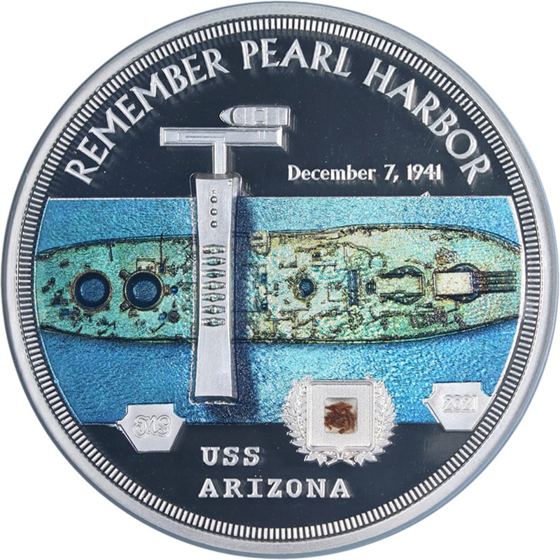 Palau USS Arizona Pearl Harbor Silver 5 oz $25 NGC PF70 High Relief Coin 2021 (1 of 5)