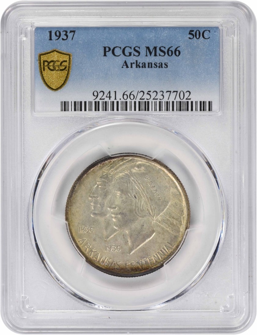 1937 Silver Half Dollar MS66 PCGS Arkansas Commemorative Coin (1 of 2)