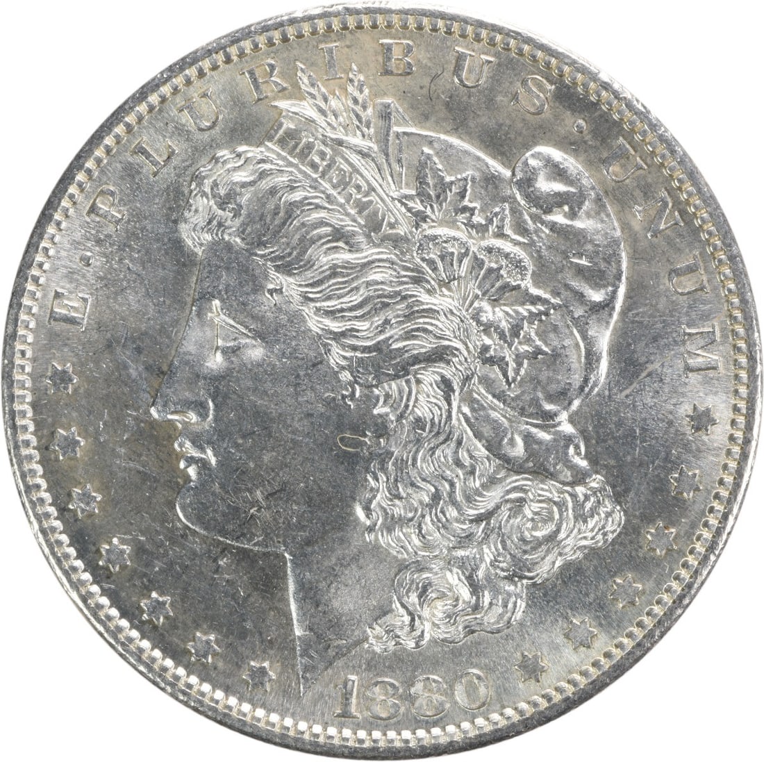 1880-S Morgan Silver Dollar Choice BU Uncertified Coin: 1880-S Morgan Silver Dollar Choice BU Uncertified Coin This 1880-S Morgan Silver Dollar is a stunning piece of numismatic history, showcasing the iconic design that has made it a favorite among collec