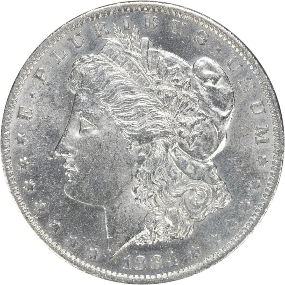1884-O Morgan Silver Dollar Uncertified Brilliant Uncirculated: 1884-O Morgan Silver Dollar Uncertified Brilliant Uncirculated This 1884-O Morgan Silver Dollar is an uncirculated coin featuring a stunningly preserved finish. Struck in silver and showcasing the ico