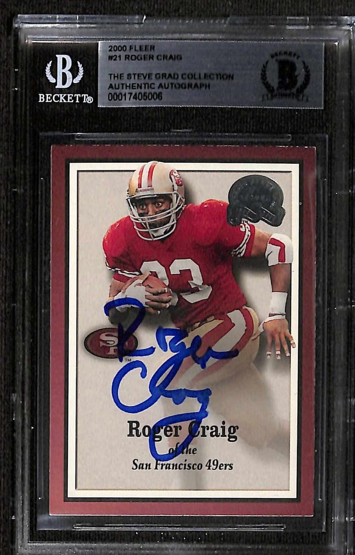 Autographed 2000 Greats of the Game #21 Roger Craig Card Beckett Authenticated: Autographed 2000 Greats of the Game #21 Roger Craig Card Beckett Authenticated This is an original 2000 Greats of the Game #21 sports trading card featuring San Francisco 49ers running back Roger Crai