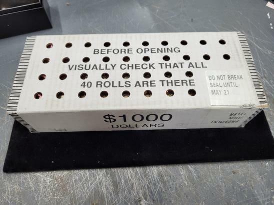 Sealed Box of 1000 2009-P John Tyler Presidential Uncirculated Dollar Coins (1 of 1)