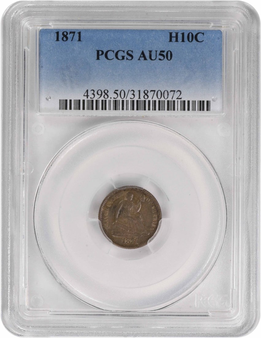 1871 Liberty Seated Half Dime AU50 PCGS Silver Coin (1 of 2)