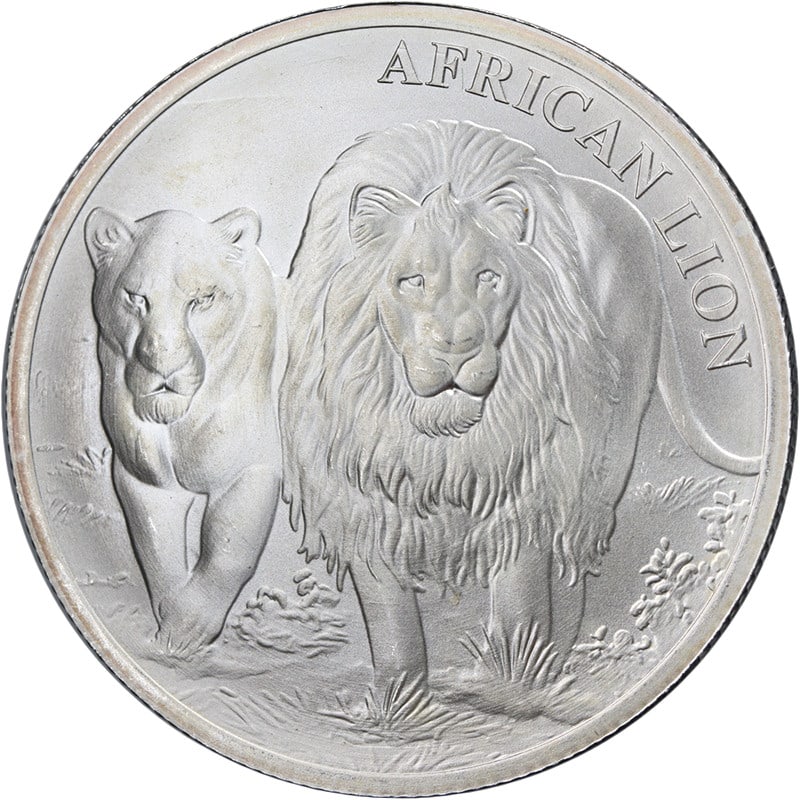 2016 Silver African Lion 5000 Francs 1 oz Coin from Congo (1 of 2)
