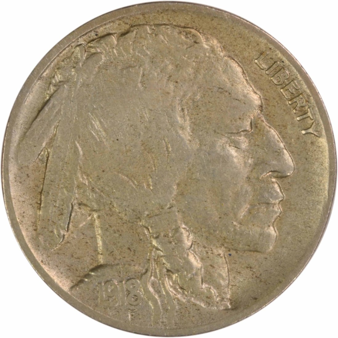 1918 Denver Mint Buffalo Nickel Extra Fine Uncertified US Coin (1 of 2)