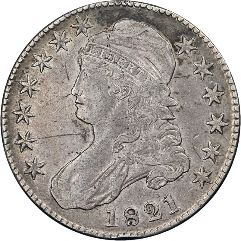 1821 Capped Bust Half Dollar VF/XF Silver Coin 0-107 R.3 Eye Appeal (1 of 2)