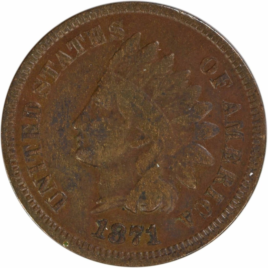 1871 Indian Head Small Cent Fine Grade Uncertified US Coin (1 of 2)