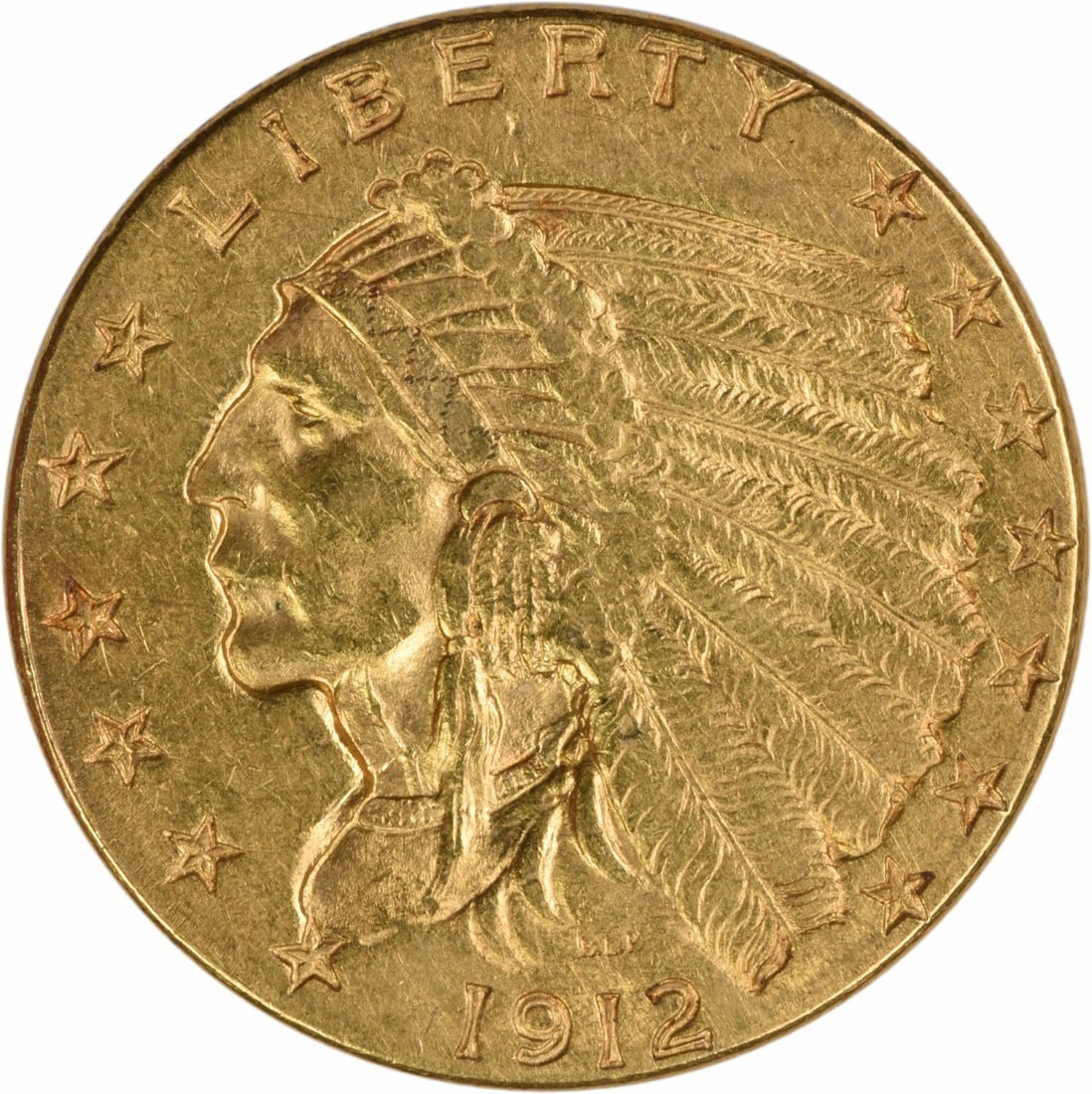 1912 Indian Head $2.50 Gold Coin Philadelphia AU Uncertified (1 of 2)