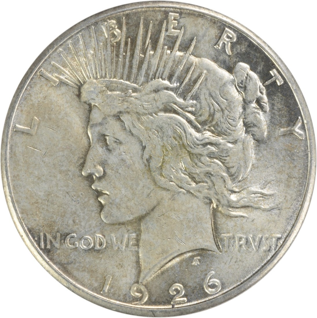 1926-S Peace Silver Dollar Uncertified 90% Silver Coin: 1926-S Peace Silver Dollar Uncertified 90% Silver Coin This 1926-S Peace Silver Dollar is a remarkable addition to any collection, featuring the stunning design by Anthony de Francisci. This coin is c