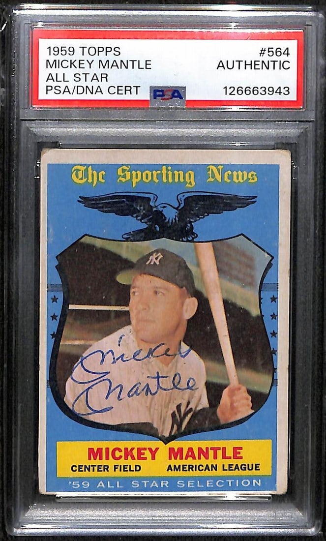 1959 Topps All Star Card #564 Mickey Mantle Autograph PSA DNA Authenticated (1 of 2)