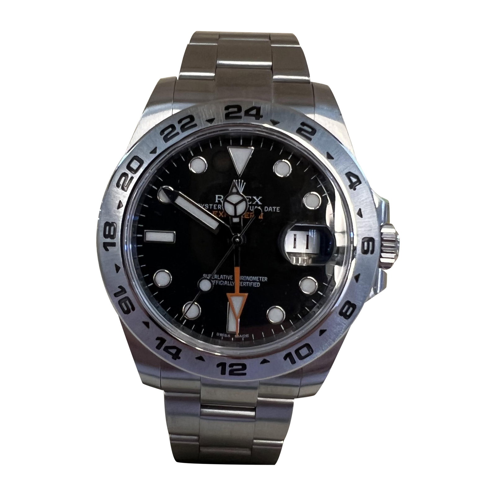 Rolex Explorer II Automatic Black Dial Stainless Steel 216570 with Box and Papers: Rolex Explorer II Automatic Black Dial Stainless Steel 216570 with Box and Papers The Rolex Explorer II is a contemporary timepiece known for its durability and precision. This watch features a robust