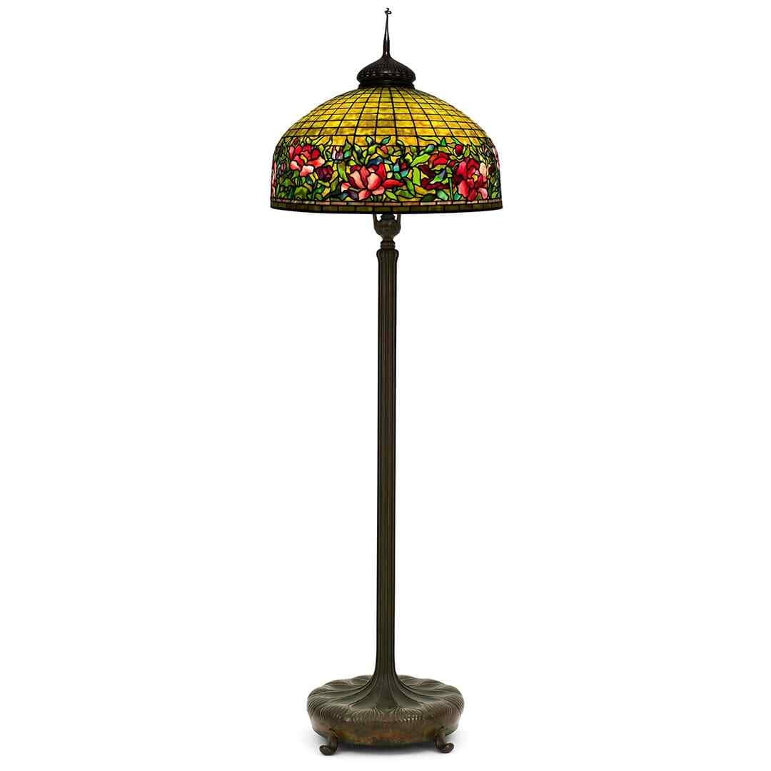 Antique Tiffany Studios Peony Border Floor Lamp Circa 1910 (1 of 13)