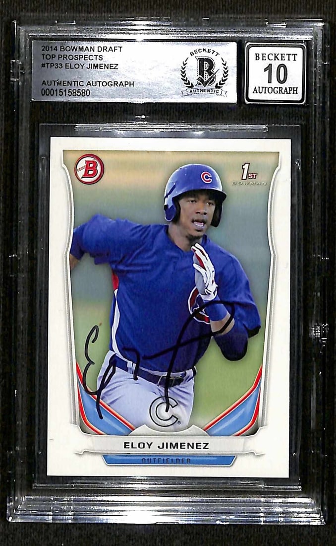Eloy Jimenez 2014 Bowman Draft Top Prospects Signed Card Beckett 10 (1 of 1)