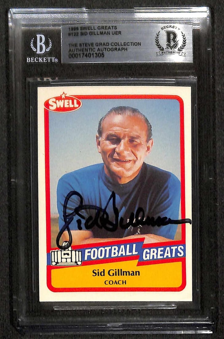 Sid Gillman Autographed 1989 Swell Greats #122 Card Beckett Authenticated (1 of 1)