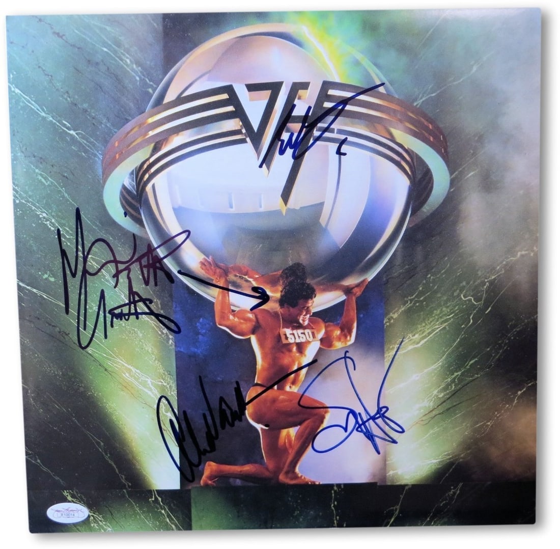 Van Halen Signed Album Cover Hagar Anthony Van Halen JSA Authenticated: Van Halen Signed Album Cover Hagar Anthony Van Halen JSA Authenticated This is an original autographed record album cover from the legendary band Van Halen, featuring signatures from all four members: