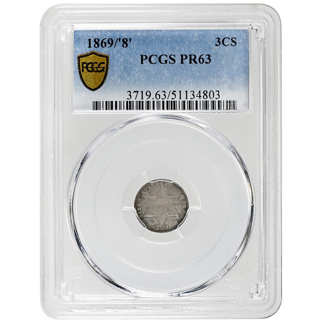 1869 Three Cent Silver Proof Coin PCGS PR63 Philadelphia Mint (1 of 4)
