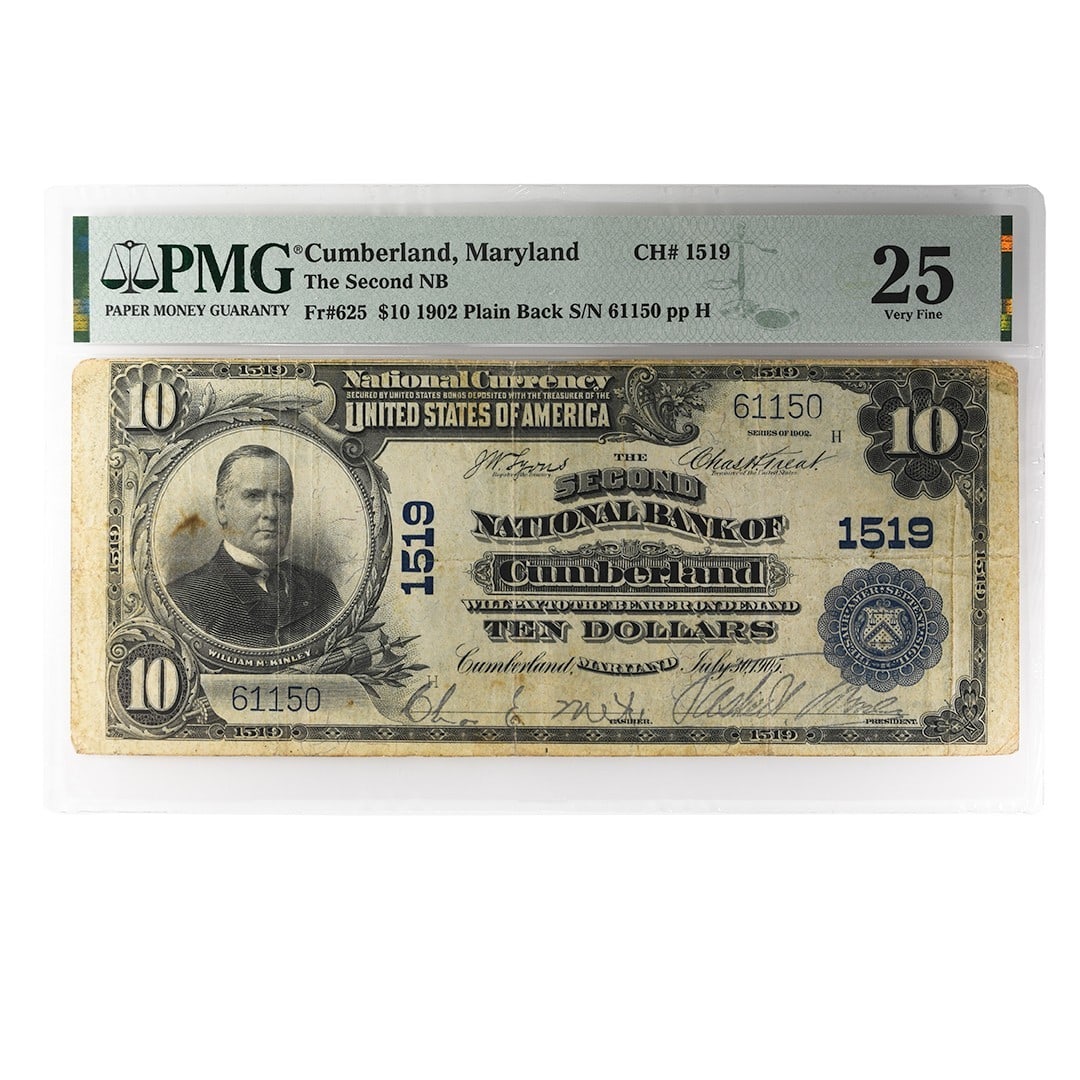 1902 Cumberland Maryland $10 National Bank Note PMG Very Fine 25 (1 of 2)