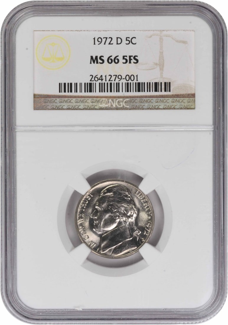 MS66 Five Full Steps 1972-D Jefferson Nickel NGC Certified (1 of 2)