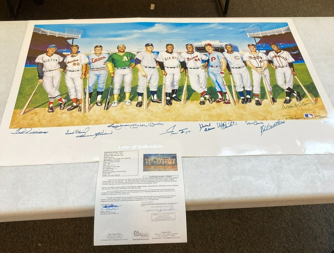1988 500 Home Run Club Signed Lithograph by Mantle Williams JSA (1 of 10)