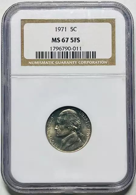 1971 Jefferson Nickel NGC MS67 5FS Uncirculated Coin (1 of 2)