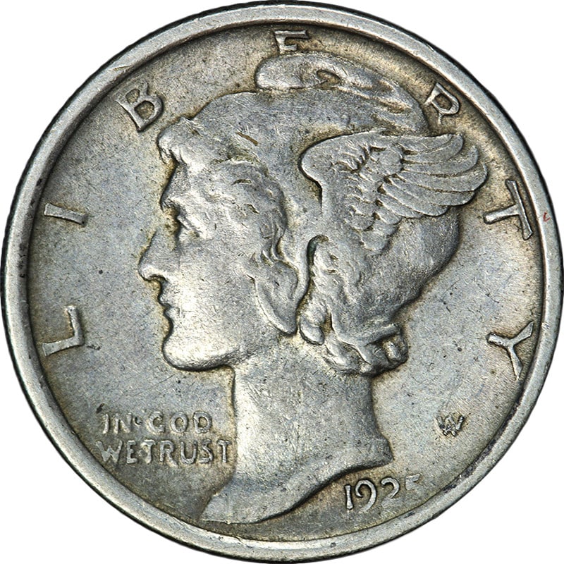 1925-D Silver Mercury Dime XF to AU Grade With Attractive Strike (1 of 2)