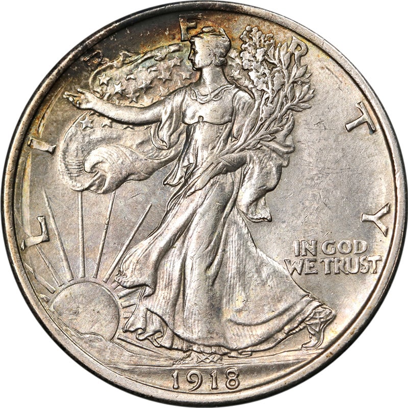 1918 Philadelphia Walking Liberty Half Dollar Silver Choice AU or BU (1 of 2)