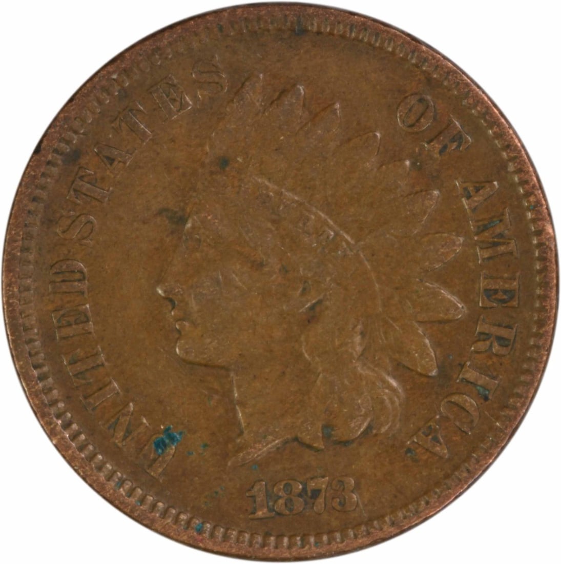 1873 Open 3 Indian Head Cent VF Grade Uncertified Small Cent (1 of 2)
