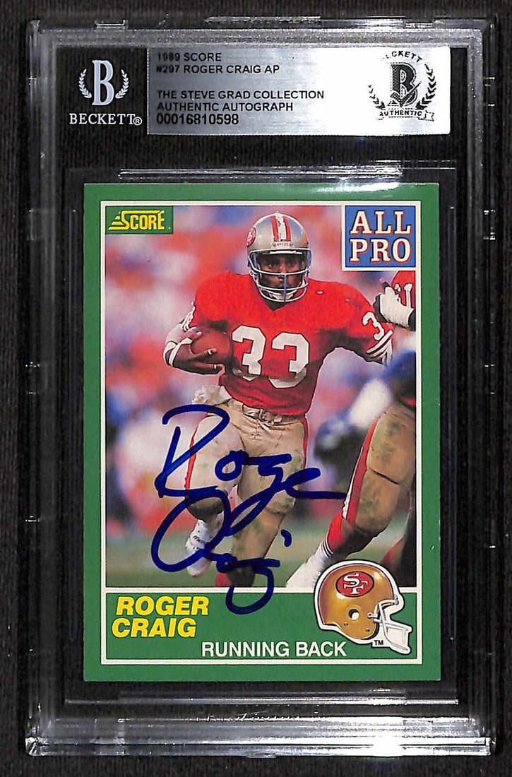 1989 Score Football Card #297 Autographed by Roger Craig Beckett Authenticated (1 of 1)