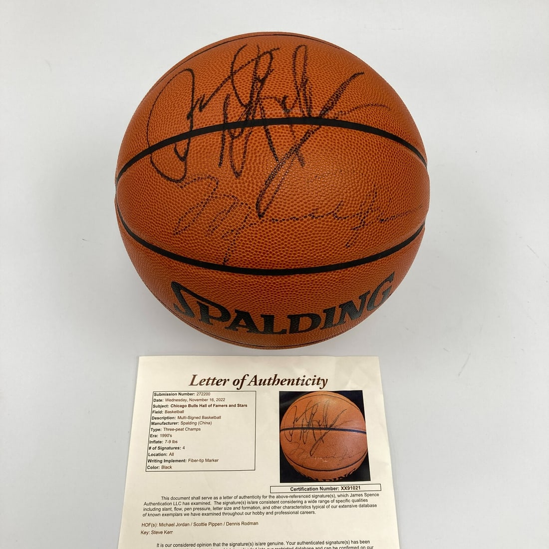 Michael Jordan Scottie Pippen Dennis Rodman Signed Basketball JSA COA Chicago Bulls (1 of 9)