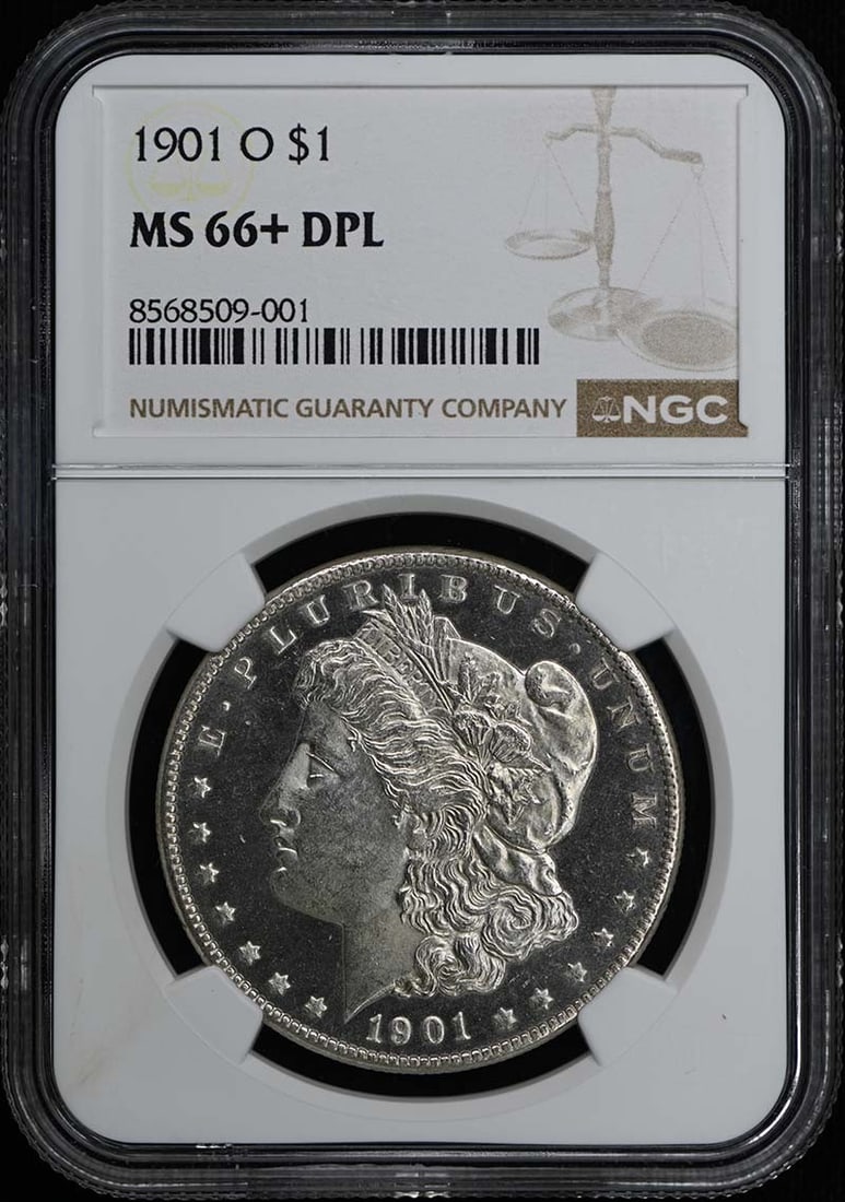NGC MS66+DMPL 1901-O New Orleans Morgan Silver Dollar: NGC MS66+DMPL 1901-O New Orleans Morgan Silver Dollar This is a 1901-O Morgan Dollar graded MS66+DMPL by NGC. The coin is uncirculated and originates from the New Orleans Mint. It features the Deep Mi