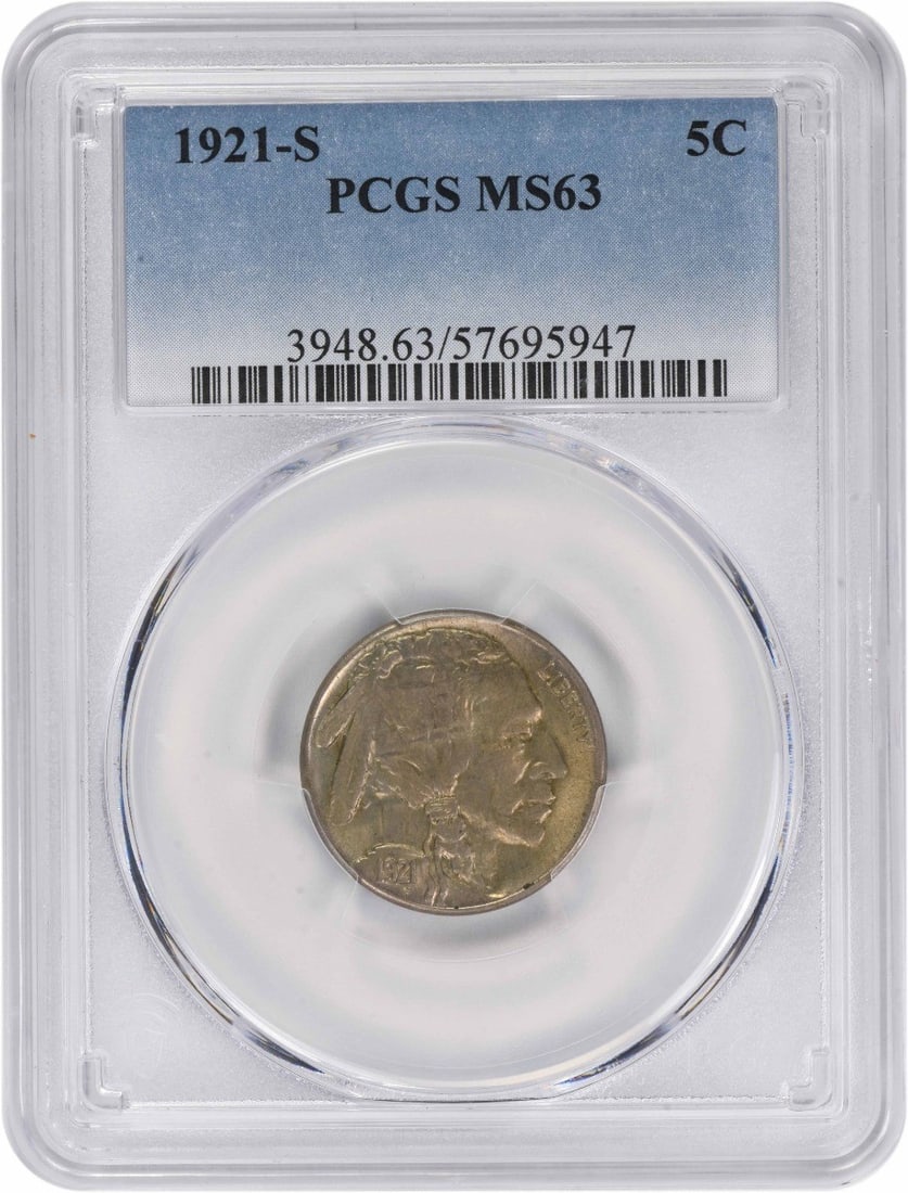 1921-S Buffalo Nickel MS63 PCGS Uncirculated Coin (1 of 4)
