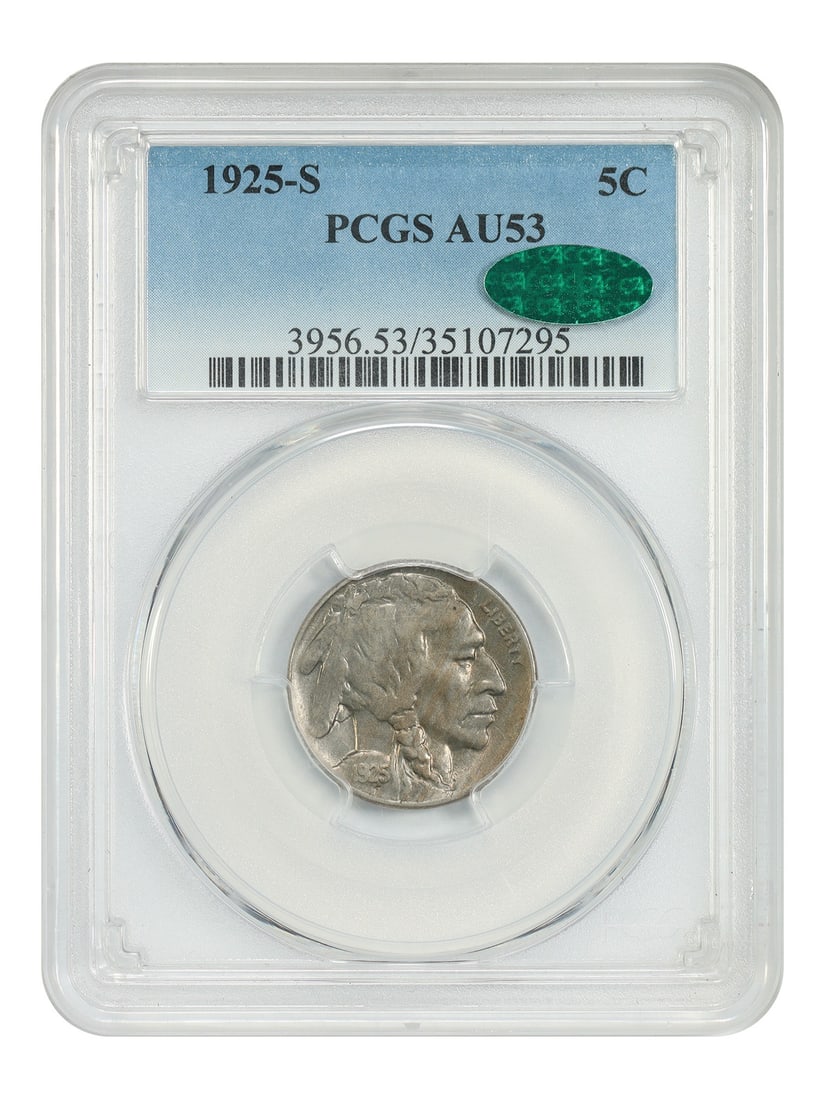 1925 San Francisco Buffalo Nickel PCGS CAC AU53 Five Cent Scarce Coin (1 of 4)